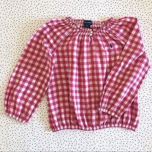 Ralph Lauren blouse top 6X pink gingham style